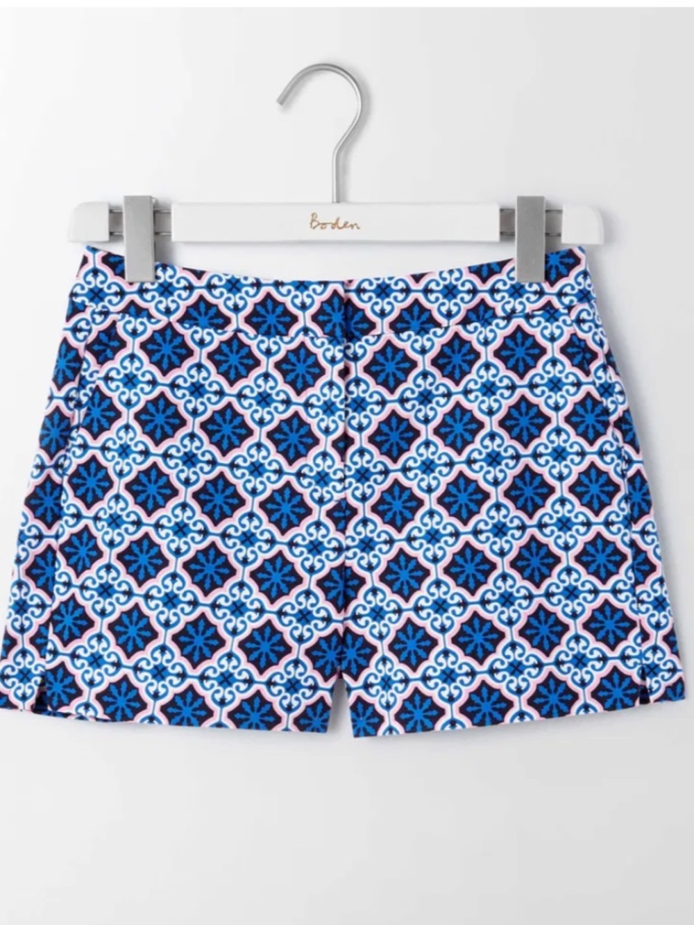 Boden Blue & White Tile-Print Women’s Shorts